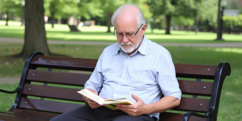 Um leitor em um parque