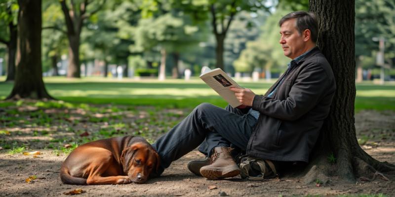 homem lendo em um parque